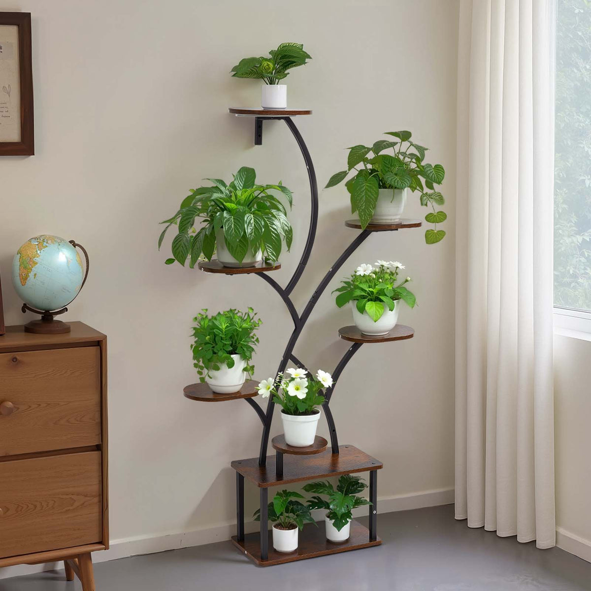 62 in Tall Indoor Plant Stand with Adjustable Grow Lights – 8-Tier Display Shelf