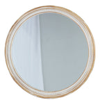 30" Round Solid Wood Farmhouse Wall Mirror - Rustic Boho Circle Mirror