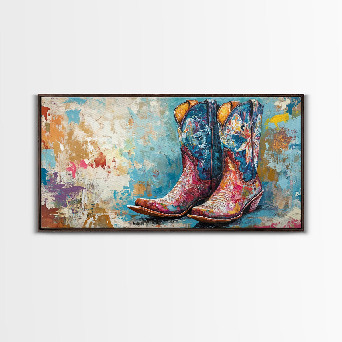 Cowboy Boots, Rustic Decor, Farmhouse Art, Western Wall Art, Vintage Americana, Southwest Wall Art, Extra Wide Art, Canvas Print