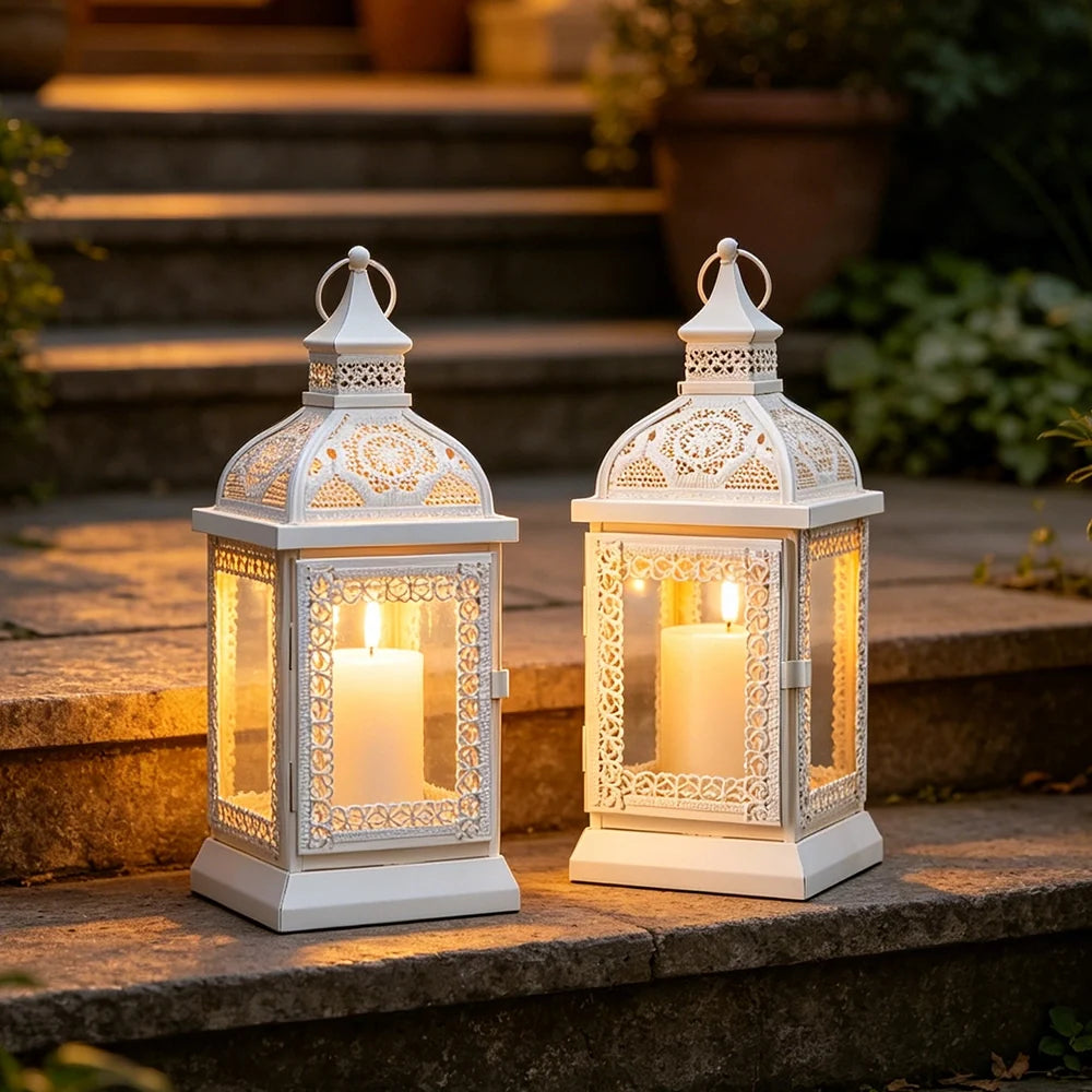 13'' High Decorative Hanging Lantern (Cream)