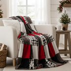 Tache Brown Red Sunset Maple Farmhouse Plaid Patchwork Throw Blanket (4025)