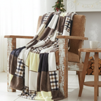 Tache Buttermilk Fall Yellow Brown Farmhouse Super Soft Plaid Patchwork Throw Blanket (4026) — product image