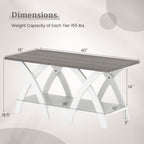 40 Inch Farmhouse Wooden Coffee Table with Storage Shelf with X-shaped Legs-Gray