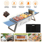 3 In 1 Foldable Charcoal Grill Fire Pit Slow Cooker 2-3 People Portable Camping Grill Stainless Steel BBQ Grill for Camping Tailgating Yard