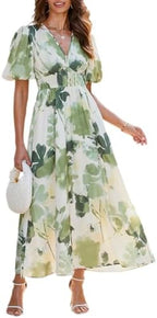 Sissyaki Women's Floral Smocked Midi Dress