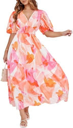 Sissyaki Women's Floral Smocked Midi Dress