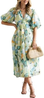 Sissyaki Women's Floral Smocked Midi Dress
