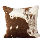 Fennco Styles Rustic Faux Fur Cow Hide 18 x 18 Inch Decorative Throw Pillow with Case & Insert – Brown Fur Pillow for Couch, Bedroom and Living Room Décor
