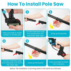 4 in 1 Cordless Pruning Shear and Electric Chainsaw With Max 5.5FT Extension Poles 4Ó/6Ó Pole Saw SK5 Blade Brushless Pruning Shear With 2Pcs 3.0Ah Ba
