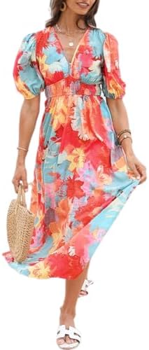Sissyaki Women's Floral Smocked Midi Dress