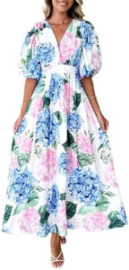 Sissyaki Women's Floral Smocked Midi Dress