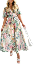 Sissyaki Women's Floral Smocked Midi Dress