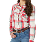 Wrangler - Women's Essential Long Sleeve Plaid Western Snap Top - LWE521M
