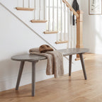 43 Inch Solid Wood Farmhouse Dining Bench Rustic Wooden Entryway Bench with Rubber Wood Legs-Gray