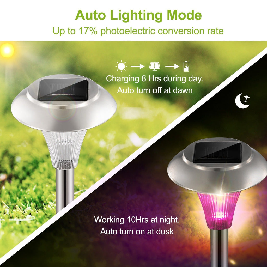 4-Pack Color-Changing Solar Garden Pathway Lights – IP44 Rated