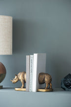 Rhino Bronze Bookends Set of 2 with Vintage-Modern Style - Bronze