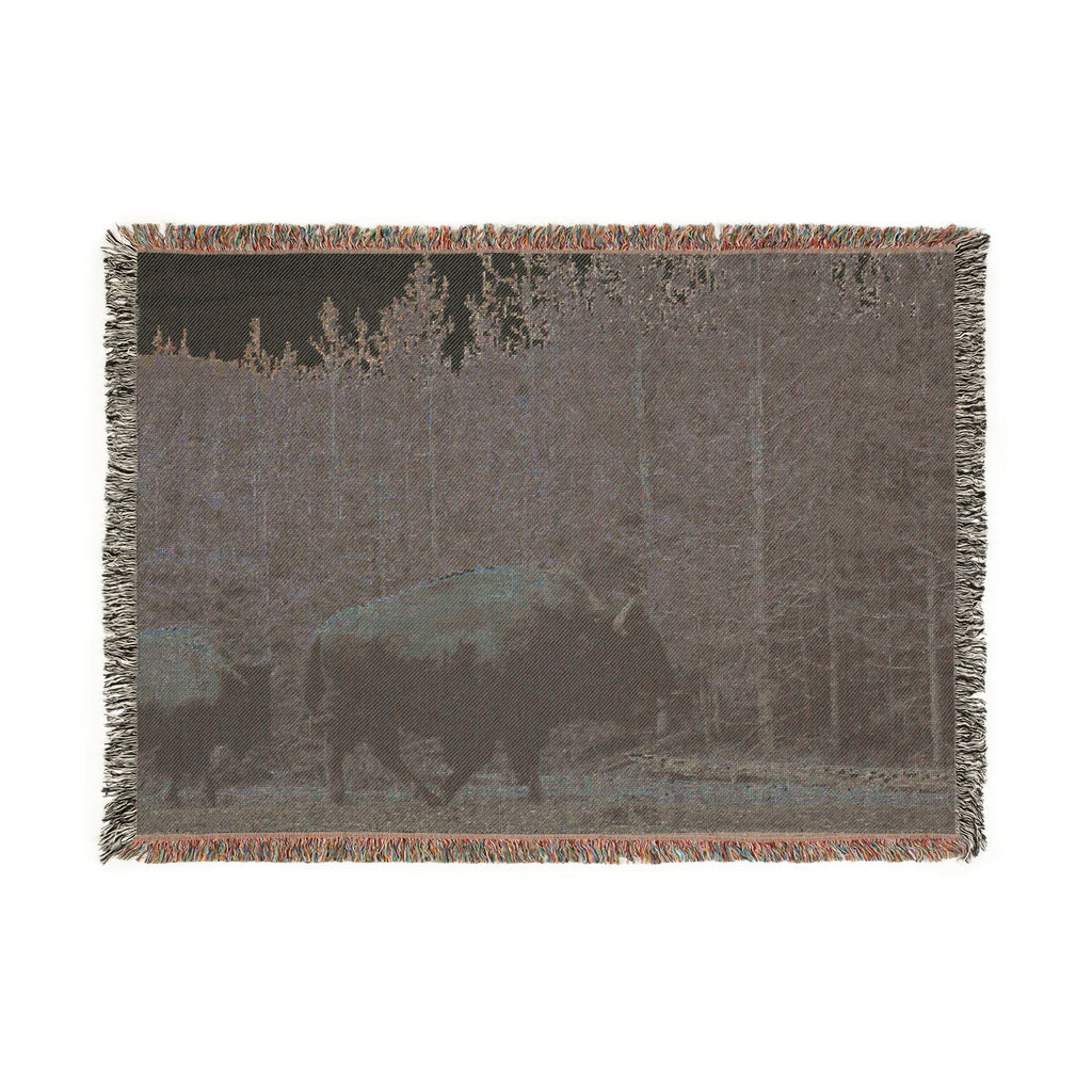 Bison Woven Throw Blanket — Rustic Woodland Home Decor