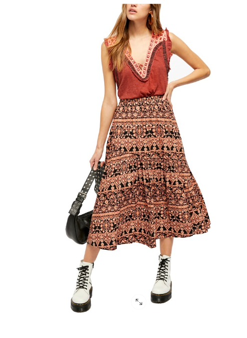 Free People Womens All About the Tiers A-Line Skirt, Size Medium — product image