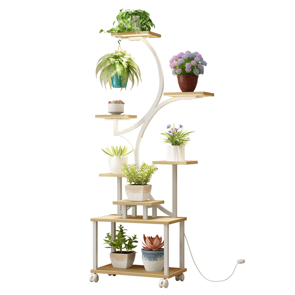 62" Tall Indoor Plant Stand with Grow Lights - 8 Tiered Shelf