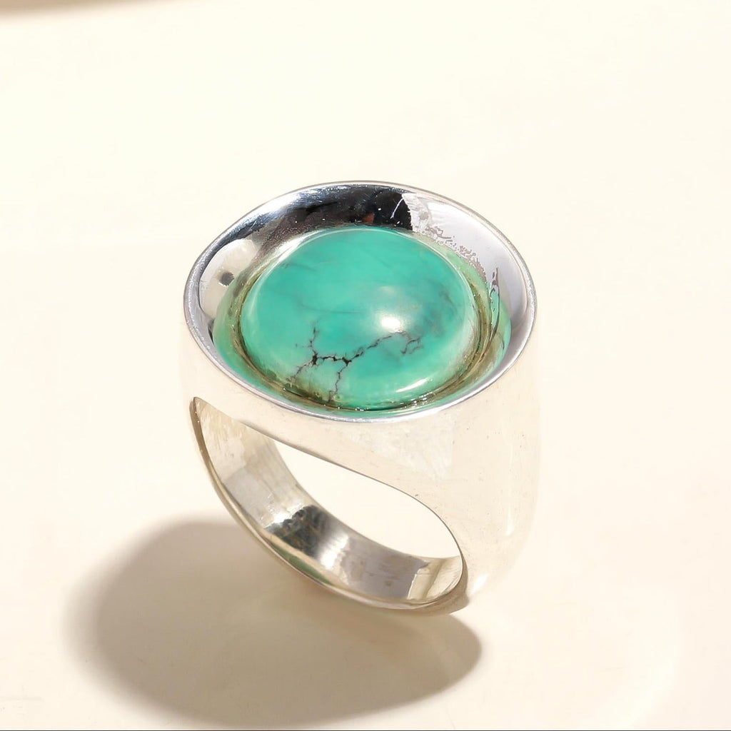 925 Silver Round Turquoise Ring — product image