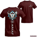 Ariat Western Bull Skull T-Shirt - Tribal Graphic with Turquoise Accents, Rodeo Style Gift Tee