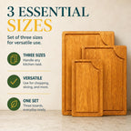 STORE INDYA Cutting Boards for Kitchen - Set of 3 Wooden Chopping Boards for Prep & Serving, Charcuterie, Butcher Block, Non Toxic Wood Cutting Boards – Large, Medium, Small – Gift Ready (Natural)