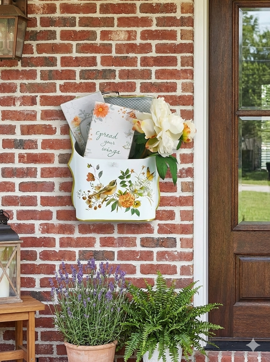 Vintage Farmhouse Wall-Mounted Post Box Mailbox Metal Letter Box Outdoor