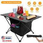 Foldable Camping Table With Storage Basket Rustproof Portable Aluminum Alloy Roll-Up Camping Table With Carrying Bag For Camping Hiking BBQ Picnic Fis