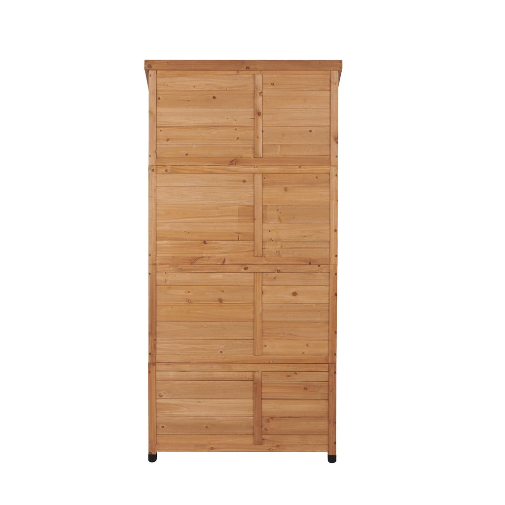Outdoor Storage Shed with Vertical Tool Cabinet - Solid Wood, Dark Gray or Light Brown