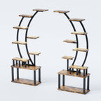 9 Tiered Indoor Plant Stand with 5 Adjustable Grow Lights - Light Brown