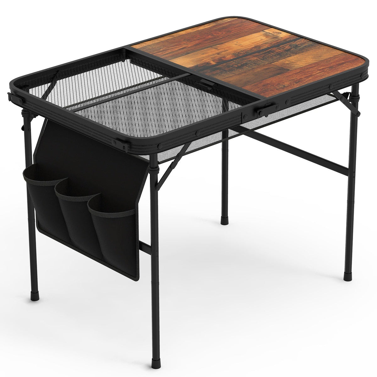 35.43x23.62x26in Foldable Camping Table Collapsible Picnic Aluminum Alloy Grill Stand 66LBS Max Load Height Adjustable BBQ Table with Adjustable  — product image