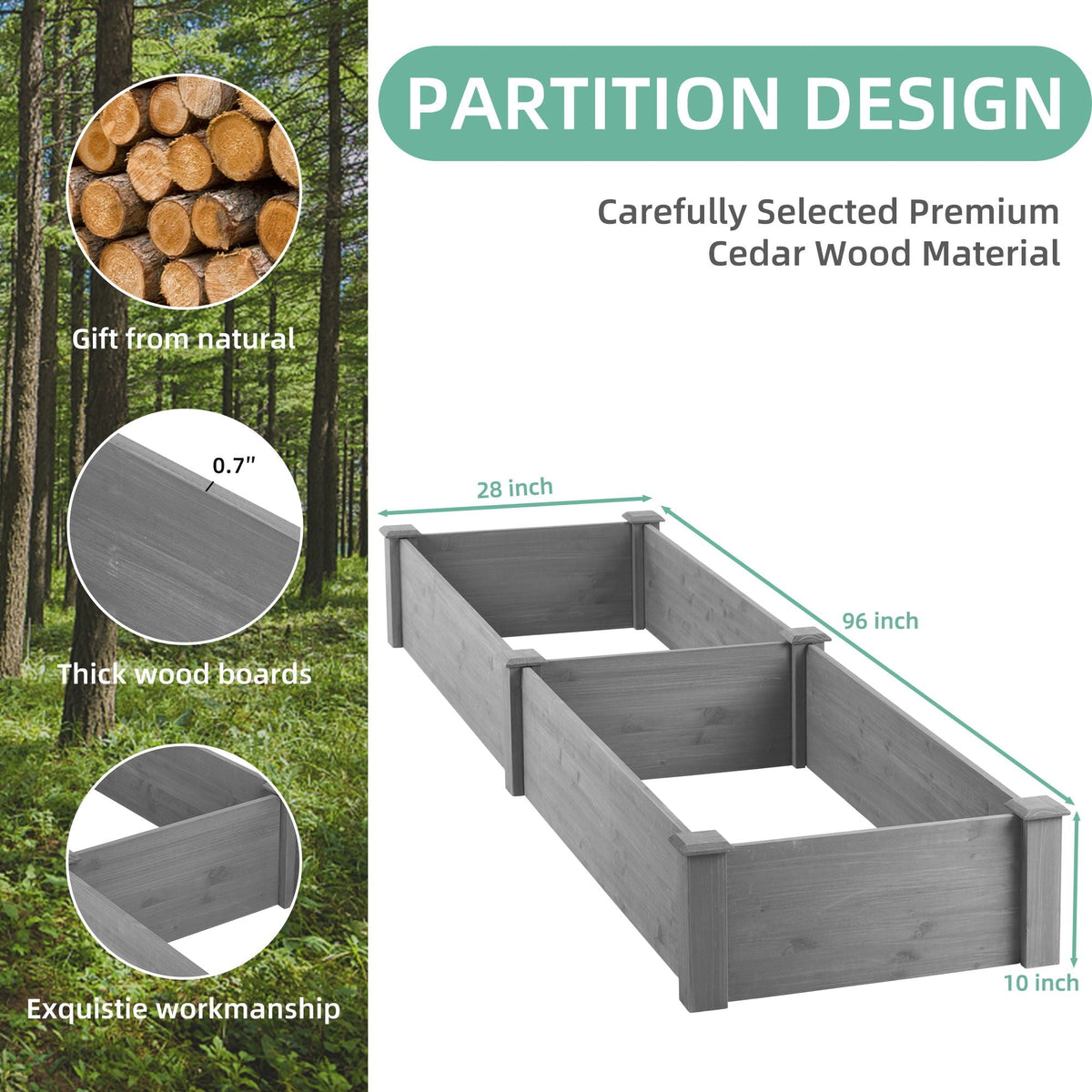 Outdoor Raised Garden Bed Planter with Tool-Free Assembly - Dark Gray