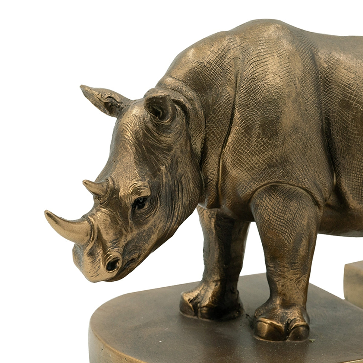 Rhino Bronze Bookends Set of 2 with Vintage-Modern Style - Bronze