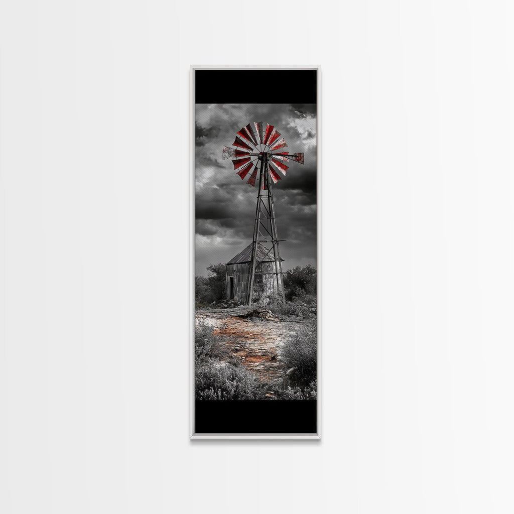 Western Windmill Art, Canvas Print, rustic décor, windmill wall art, farmhouse art, extra wide art, Joshua tree art, southwest wall art