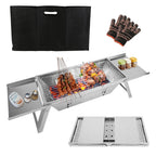 3 In 1 Foldable Charcoal Grill Fire Pit Slow Cooker 2-3 People Portable Camping Grill Stainless Steel BBQ Grill for Camping Tailgating Yard — product image