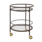 Modern Coffee Kitchen Cart with Tempered Glass Shelves - Coffee Brown