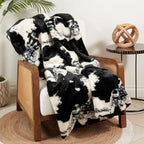 Fennco Styles Rustic Faux Fur Cowhide 50" W x 60" L Plush Throw – Brown Throw Blanket for Home, Couch, Bedroom, Living Room, Office, and Holiday  — product image