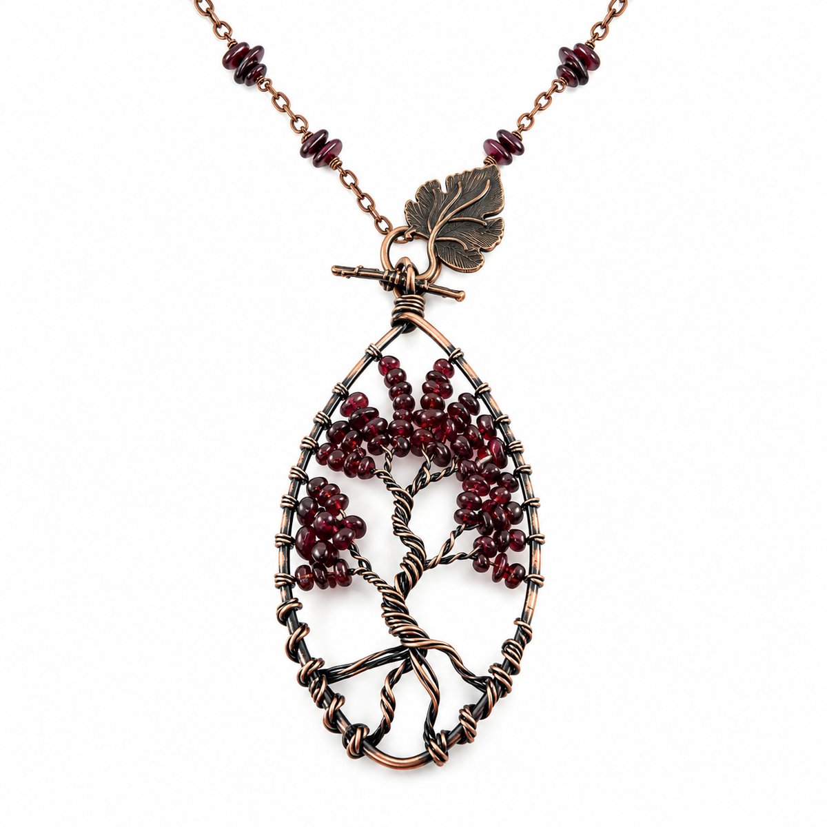 Garnet Tree of Life Pendant Necklace – Copper — product image