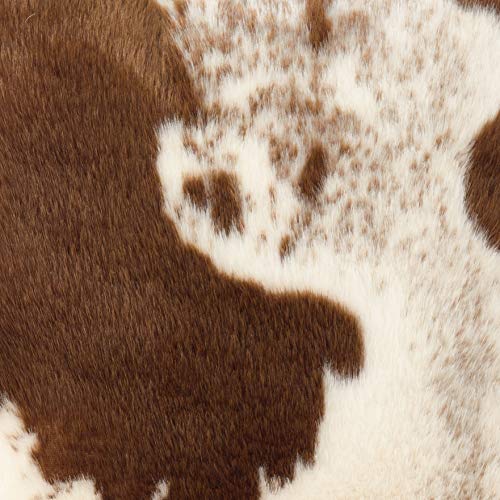 Fennco Styles Rustic Faux Fur Cowhide 18" W x 18" L Decorative Throw Pillow Case – Brown Fur Pillow Case for Couch, Bedroom and Living Room Décor