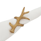 Fennco Styles Rustic Antler Design Aluminum Napkin Rings, Set of 4- Bronze Branch Napkin Holders for Home Decor, Banquets, Holiday and Special Occasions