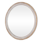 30" Round Solid Wood Farmhouse Wall Mirror - Rustic Boho Circle Mirror