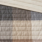Printed Herringbone Quilt Set 6 Piece with Throw Pillows - Gray Plaid