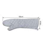58cm Oven Gloves Long Oven Mitt Kitchen Glove BBQ Heat-resistant Cotton Cooking Barbecue Baking Tools Kitchen Accessories Heat Resistant Cooking Oven Gloves Can be Used for Grilling Cooking BBQ