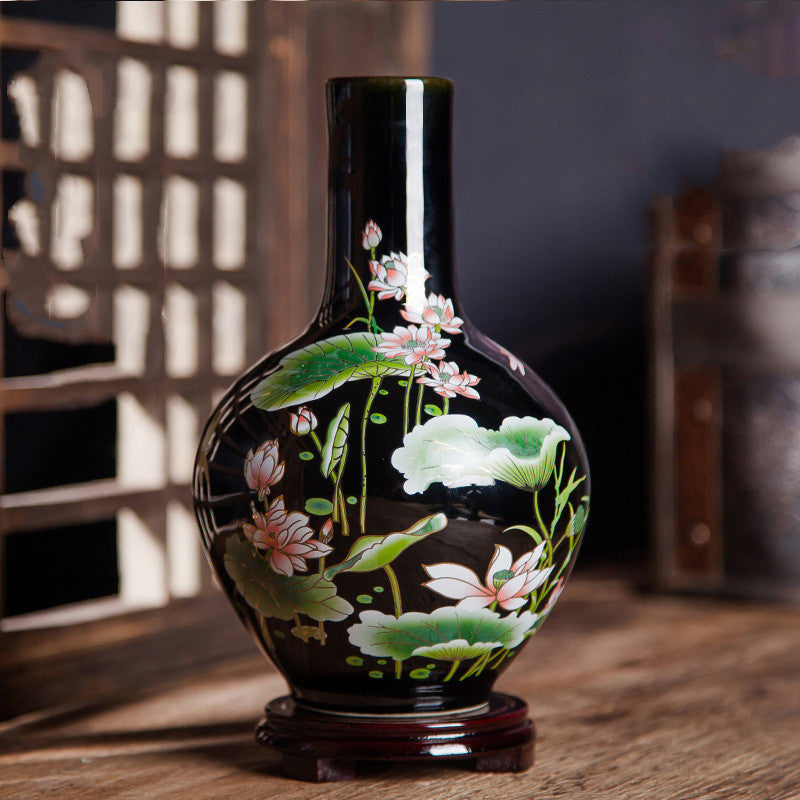 Small Black Pottery Bud Vases – Chinese‑Style Ceramic Ornaments (14 Designs) — product image