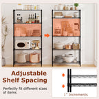 5-Tier Metal Storage Shelving Unit with V-Shaped Wire Rack and 1250 LBS Capacity-Black