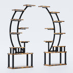 9 Tiered Indoor Plant Stand with 5 Adjustable Grow Lights - Light Brown