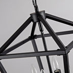 Farmhouse Lantern Chandelier 4-Light with Wrought Iron Accents - Matte Black