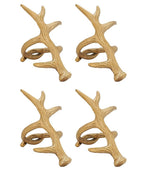 Fennco Styles Rustic Antler Design Aluminum Napkin Rings, Set of 4- Bronze Branch Napkin Holders for Home Decor, Banquets, Holiday and Special Occasions