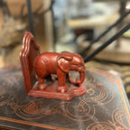 Antiqued Red Cast-Iron Elephant Bookend