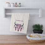 Country Life Tea Towel | Farmhouse Kitchen Decor, Rustic Home Accessory, Gift for Her, Western Style, Floral Design, housewarming